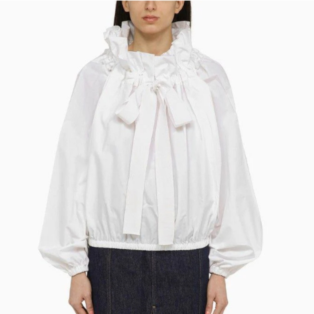 Chic White Bow-Tie Blouse